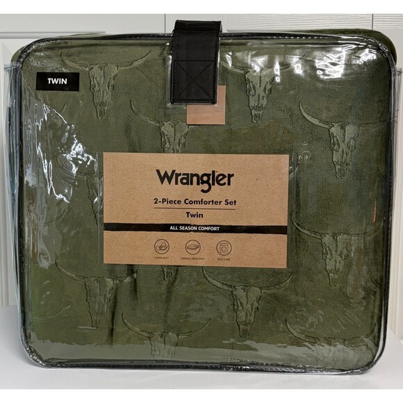 Wrangler Steer Head Green 2-Piece Comforter Set Twin - Picture 1 of 8